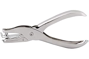 BAIJ Dziurkacz, metalowy ręczny dziurkacz, 1 otwór szczypce, jeden otwór, dziurkacz, papier ze stali nierdzewnej, 6 mm, pojemność 8 arkuszy srebrny