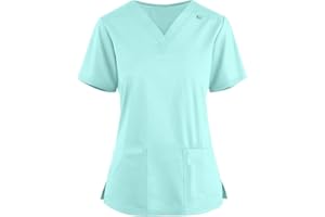 OUMSHBI Women's Scrub Top Lightweight Surgical Staff Outfit with Shorts and V Neckline for Washing Hands Staff Attire Short Sleeve and Separated Design for Doctors and Other Sta