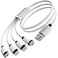 Yeoufaly Multi Charging Cable 3A 1.2M, 4 in 1 Charger Cord with 2 8-Pin Micro USB Type C Connectors for iPhone Android Galaxy S23 S20 S10, Huawei, Xiaomi, LG, Pixel, Moto, Sony, Oneplus, PS5
