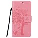 Produktbild Nancen Wallet Case Tasche Hülle für Sony Xperia M5 (5 Zoll) Flip Schutzhülle Zubehör Lederhülle mit Silikon Back Cover PU Leder Handytasche im Bookstyle Stand Funktion , Schmetterling Schnalle Magnet , Baum und Katze Muster Flip Funktion Kartenfächer Etui Schale ,Schütze Dein Telefon