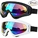 Produktbild Skibrille Snowboardbrille, 2 Stück, Skate Motorrad Fahrrad fahren für Kinder, Jungen, Mädchen, Jugend, Männer, Frauen mit UV 400 Schutz, winddicht, blendfreie Objektive, schwarz / weiß