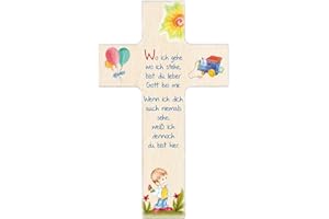 Fritz Cox Kinderkreuz 'Wo ich gehe, wo ich stehe' Junge 20cm natur