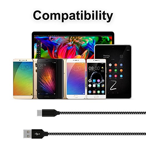 C  ble USB C Nylon 2M USB 3 0A  Nasharia  3 Pack  1M 2M 2M  tress   en nylon chargeur Type C Connecteur Ultra R  sistant en Aluminium pour Samsung Galaxy S9 A3 5 2017  A7 A9 C5 Note7 C9Pro  Nouveau Macbook Pro  ChromeBook Pixel  Huawei P10 P9 Oneplus 2 3 3T  Sony Xperia X Compact  Nexus 5X 6P et D autres Dispositifs qui Supportent USB C Noir Carbone -Nouvelle Version 