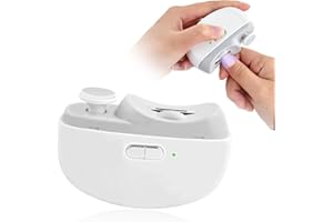 HOIDOKLY 2026 Cortador de uñas eléctrico 3 en 1, cortador de uñas automático de 3 velocidades con pulido de luz LED, recargable USB, adecuado para bebés, ancianos y adultos (blanco)