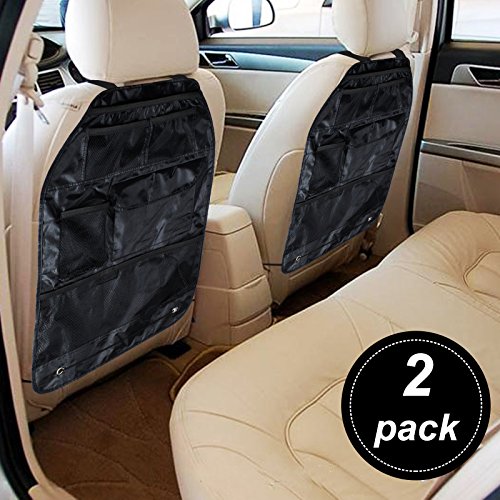 AUTO-VOX 2-Pack Car Seat Back Protector Kick Mats with Organizing Pockets|Perfect for Car,SUV,Auto and Child Safety Seat Accessories