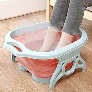 Jukkre Foot Tub, Portable Massage Foot Bucket Washbasin Feet Relax Spa Pedicure Massage Large Heightening Footbath Folding Barrel Outdoors Camping Travel_56