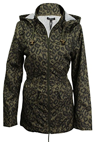 Womens/ Ladies Shower-proof Rain Mac Coat by Brave Soul 'Trance' Leapard Print (Khaki Leopard) 10