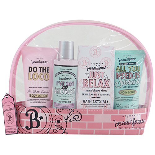 Gloss! Bath Kit Beautyous Shea Vanillet Lemon und Mint (180 ml Duschgel, 165 ml Body Lotion, Körperpeeling 165 ml, Badekristalle 50 g), 1er Pack (1 x 4 Stück)