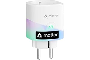 meross Matter WLAN Steckdose mit Stromverbrauch, Smart Steckdose mit Stromzähler für Balkonkraftwerk, funktioniert mit Apple Home, Home Assistant, Alexa und Google Home, Sprachsteuerung, Fernzugriff