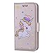 Produktbild iPhone 7 / iPhone 8 Hülle, Chreey (Unicorn) Niedlich [Regenbogen Einhorn] Glitzer Handyhülle Premium PU Leder Tasche Flip Wallet Cover mit Standfunktion Kartenfach Schutzhülle [Gold]
