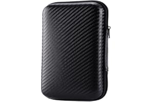 GOBFAR Reise Zubehör Organizer Tasche, 2.5" Hart Eva KohlefaserTasche Case für Externe Hard Drive Festplatten, Tragbare Elektronische Kabeltasche Gadget Tasche für MacBook Power Adapter, Kabel, Schwarz