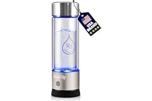 LEVEL UP WAY LevelUpWay - Generador de botellas de agua de hidrógeno - Nueva tecnología ionizador de agua de vidrio - Membrana iónica SPE - vidrio de borosilicato alto de 13 onzas, HS 200 - vidrio Plata