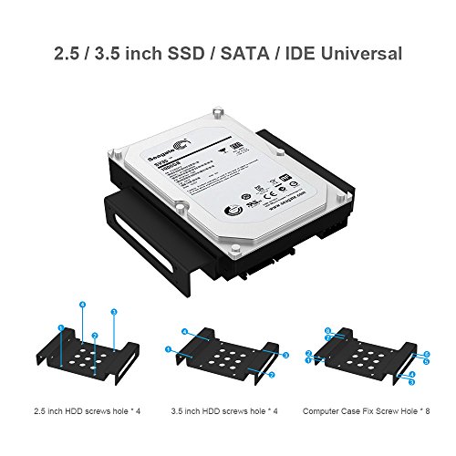 ELUTENG Wechselrahmen SSD 2,5″ / 3,5″ auf 5,25″ HDD SSD SATA Halterng Interner Festplattenadapter für Desktop-PC Computer CD-/DVD-ROM mit SATA 3 Datenkabel und Stromadapter - 2