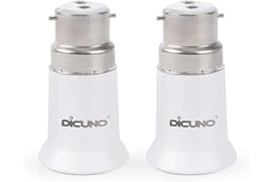 DiCUNO B22 to E27 Socket Converter, Socket Adapter, Bayonet to Screw Edison, BC to ES Lamp Base Adapter for LED Bulbs and Inc