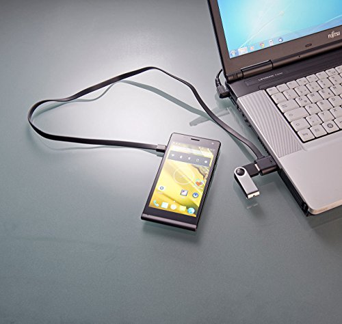 Callstel Micro-USB-Lade- & Daten-Flachkabel mit durchgeschleiftem USB-Port, OTG - 4
