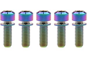 Yaruijia - Bullone in titanio M6 x 16/18/20/25/35 mm, testa quadrata con rondella Ti per manubrio del freno della bicicletta, confezione da 5 pezzi (M6 x 18 mm, arcobaleno)