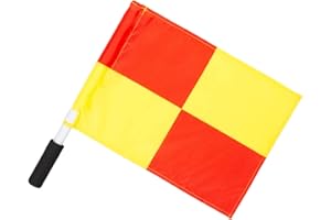 ‎JELEX JELEX Schiedsrichter Assistentenfahne Schiedsrichterfahne Rot Gelb, Linienrichter Flagge mit Schaumstoffgriff und Aluminiumstange für Fußball und Hockey Training/Spiel