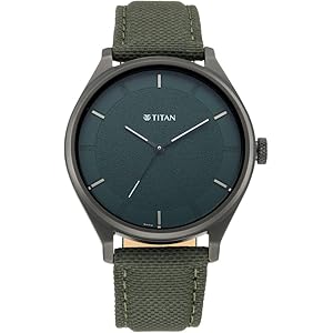 Titan Workwear Quartz Analog Hunter Green Dial Olive Green Leather Strap Watch for Men - NT1802NL02