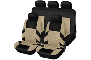 YUEDAM Auto Set Completo di Coprisedili per Fiat Panda 2003-2024/Fiat Panda 4x4 2004-2024, Traspirante 5 Posti Auto Copri Sedili Antiscivolo Confortevole Protezione Accessori,D/Beige