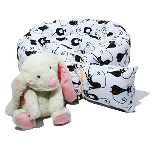 Preisvergleich Produktbild Bettschlange Bettrolle Nestchen Nestchenschlange Nackenrolle 100% Baumwolle (180, Katzen)