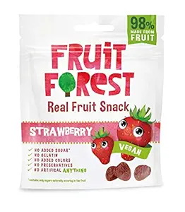 Fruit Forest Real Fruit Gummy Strawberry Single Pack | Vegan | No Added Sugar | 100% Natural | for Kids & Adults | Gluten Free | Low Calorie Snack | Strawberry Flavour (30 GMS )