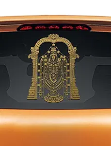 WallDesign Graphics for Cars Tirupati Srinivasa Gold Colour Reflective Stickers