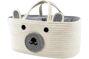 DiverJoy - Blöjorganiserare för bebisar, presentkorg, korg, organisatörskorgar, nyfödd babykorg, present mamma, nyfödda blöjor, presentkorg (vit