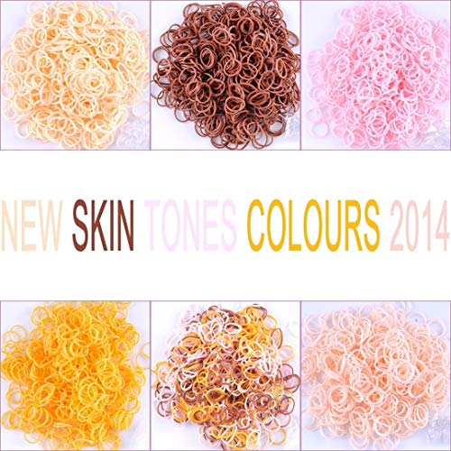 kirinstores (TM) 3600 pcs 144 Clips bandas recambios para telar arco iris pulsera Dress Making tono de piel (600 cada uno de 6 colores surtidos)