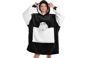 Menkala Sherpa Hoodie Sweatshirt Kuscheldecke Ultra Weiche Warme Original TV Decke mit Ärmeln und Tasche Tragbare Flanell Fleece Kapuzen Pullover für Erwachsene Männer Damen Teenager 80 x 120 cm