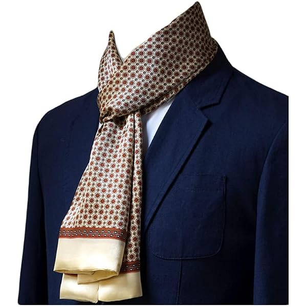 Écharpe Longue En Soie Charmeuse Pour Homme - 160x26 Cm, Imprimé Indigo - Accessoire Élégant Pour Tenue Décontractée Ou Formelle - JWSilk