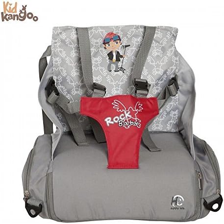 Lightweight portable highchair attaches to any chair - Highchair with pockets - Practical highchair adapts to the back and seat of any chair safely and quickly - (Mod.3-Gray)