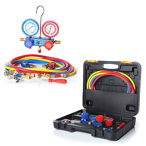 2-Wege Monteurhilfe Klimaanlage R134a R22 R12 R502 Gauge Set + Koffer Manometer