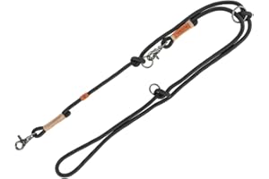 TRIXIE Hundeleine BE NORDIC V-Leine S–M, 2,00 m ø 8 mm in schwarz/sand - verstellbare Hundeleine mit nordischem Charme - für kleine bis mittelgroße Hunde - 17225