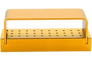 YUSAT Bur Holder, Aluminium Disinfection Box Case Dental Bur Burs Block Holder Autoclavable Dentist Tool Silver (Gold)