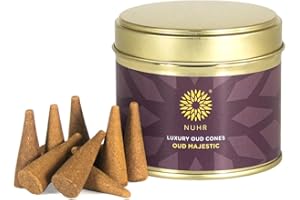 NUHR HOME Incense Cones Oud Majestic Luxury / 20 Strong Scented Cones/Bakhoor alternative/Lasting Fragrance Aroma Natural Authentic Agarwood for Aromatherapy, Meditation & Stress Relief Refreshing