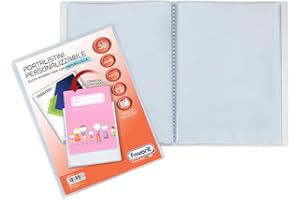 FAVORIT Sichtbuch mit festen Umschlägen und personalisierbarer Fronttasche für 30 Blätter, 22 x 30 cm, transparent