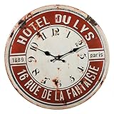 Preis am Stiel Wanduhr ''Hotel Du LYS'' | Shabby | Vintage Uhr | Groß | Dekoration | für Wohnzimmer | Küchenuhr