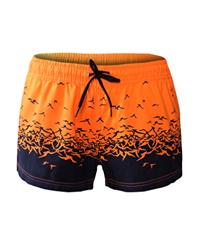 Lau's Boxer Femme Maillot Short de Bain - Bas de Maillot de Bain avec cordon et fleurs