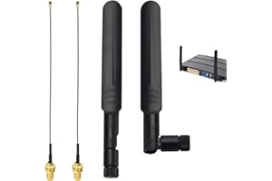 KMUQSHY 2 Pezzi Antenne WiFi RP SMA 8dBi Dual Band 2,4GHz 5GHz 5,8GHz Maschio, Cavo Pigtail U.FL a RP SMA Femmina, Compatibile con Schede di Rete M.2 NGFF Intel AX200 AX210 7265AC, per Router, Telecamere
