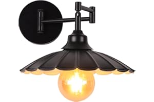 TWSXTE E27 Applique da parete a braccio girevole Lampada da parete industriale in metallo vintage Appliques da comodino retrò (senza lampadina)