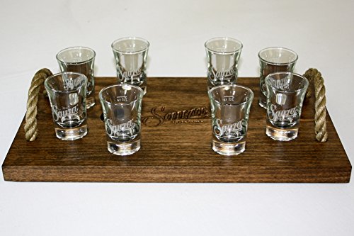 Preisvergleich Produktbild Sauza Tequila Servierbrett Holz mit 8 Gläsern