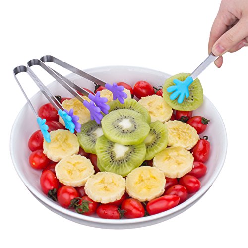 ZeWoo 4 pcs Mini Essen Clip, Edelstahl + Silikon, Lebensmittel-Clip, Gewürze Clip, Zucker-Clip, 2 blau + 2 lila - 7