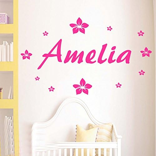 Windsor Designers Personalised Any Name, Wall Sticker, Transfer, DECAL Kids Bed (butterlies, flowers, or stars -SMALL -SIZE 60cm x 20cm -Baby Blue