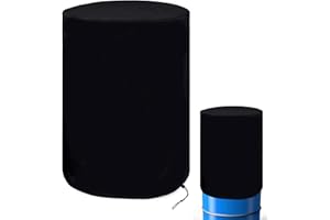 EUNEWR Abdeckung Regentonne Rund,Abdeckplane für Regenwassertonne 200L,Ø65,H-95cm Wetterfest Regentonnen Schutzhülle mit Kordelzug,Polyester Oxford Rain Barrel Cover für Wassertank,Grills und Andere Möbel