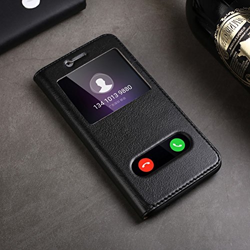 DWaybox Honor 9 Leder H  lle Foldable Stand Feature mit View Window Folio Schutzh  lle Slim Luxury Echt Leder H  lle f  r HUAWEI Honor 9 5 15 Inch  Bl