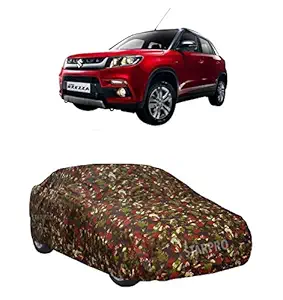 ZANTEX Semi Waterproof All Weather Protection Car Cover Compatible with Maruti Suzuki Vitara Brezza All Years Model (Military Color with Mirror)