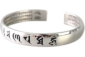 Reclaiming Zen Tibetan Buddhist Silver Om Mani Padme Hum Enlightenment Mantra Bangle