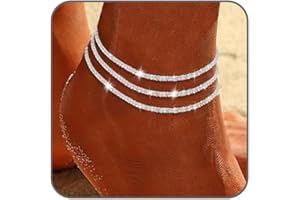 CharmBurst Juego de 3 Tobilleras Triplas de Plata para Mujeres, Elegante y Brillante Joyas para el Tobillo, Joyería de Plata Duradera para el Tobillo, Tobillera de Tres Capas