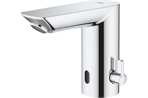 ‎GROHE GROHE Bau Cosmopolitan E, Infrarot-Elektronik Armatur für den Waschtisch (wasser- und energiesparender Wasserhahn, variabel einstellbarer Temperaturbegrenzer, hygienisch, pflegeleicht) chrom, 36451000