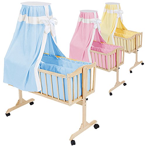 TecTake Complete baby crib bedding set canopy fits rocking / swinging cradle - different colours - (Blue)